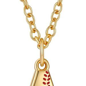Softball Initial Necklace for Women Girls Brass 14K Gold Plated Personalized
